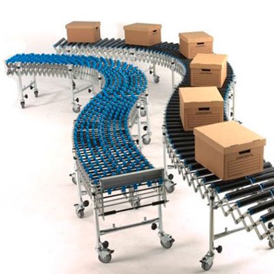 Transportador de gravedad flexible en rodashines o rodillos